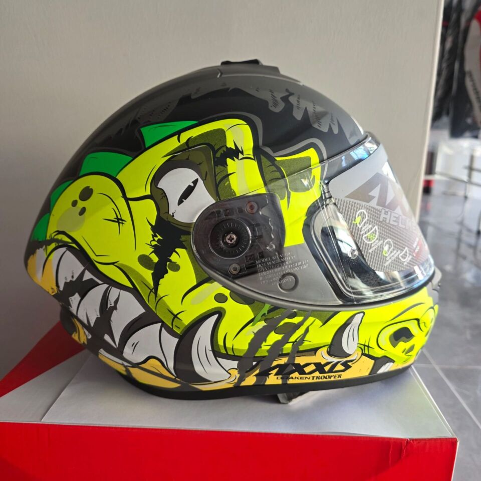 KAPALI KASK AXXIS MAT GRİ TİMSAH DESENLİ S