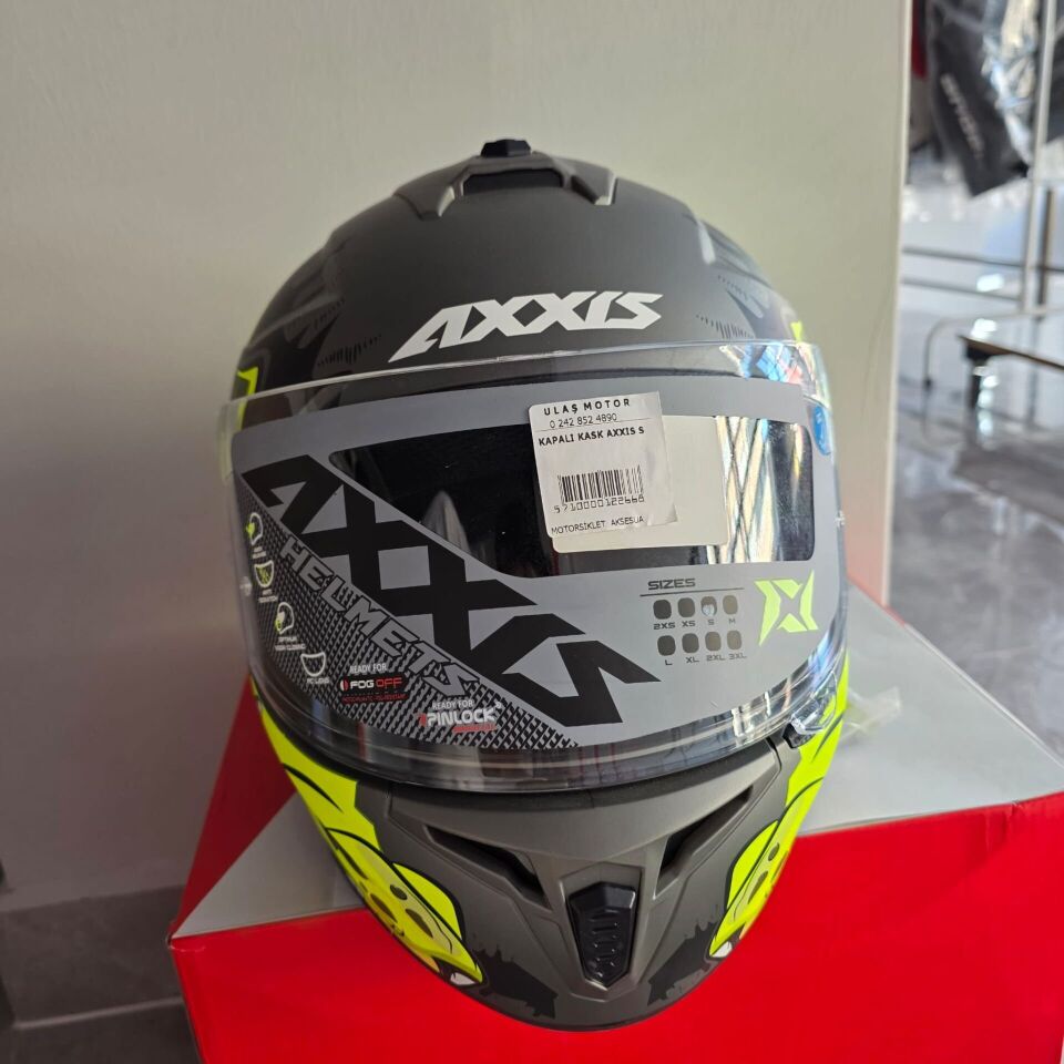 KAPALI KASK AXXIS MAT GRİ TİMSAH DESENLİ S
