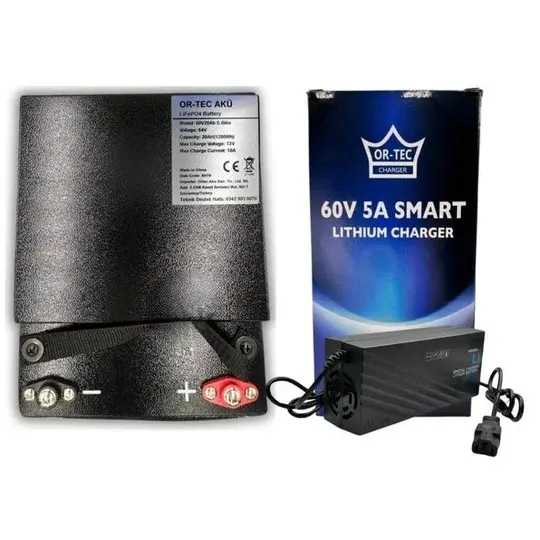 AKÜ 60V 20AH LİTHYUM VE ŞARJ CİHAZI ELEKTRİKLİ BİSİKLET LİFEPO4