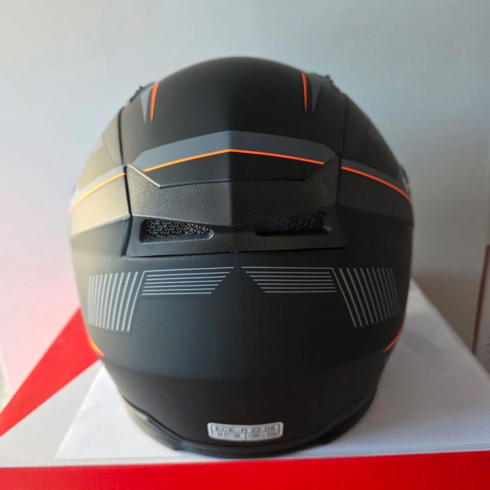 ÇENESİZ KASK JK-512 VİZÖRLÜ ŞEFFAF CAMLI GRİ TURUNCU M