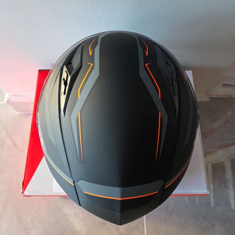 ÇENESİZ KASK JK-512 VİZÖRLÜ ŞEFFAF CAMLI GRİ TURUNCU M