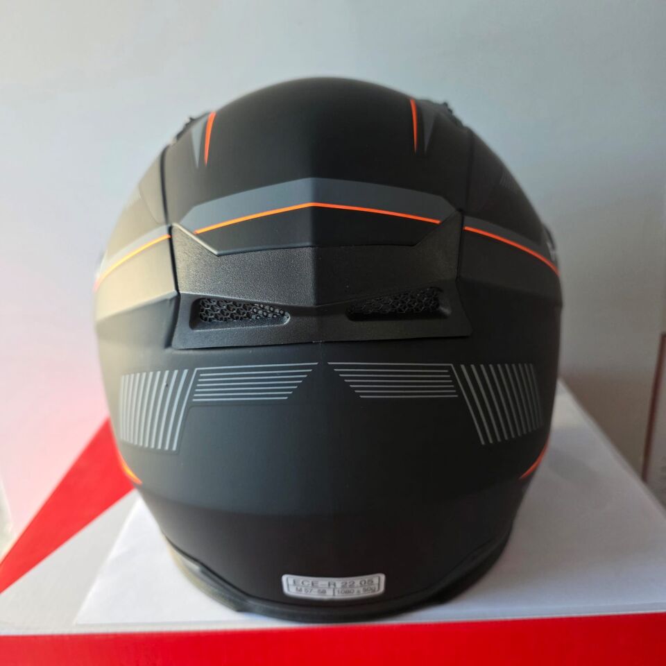 ÇENESİZ KASK JK-512 VİZÖRLÜ ŞEFFAF CAMLI GRİ TURUNCU L