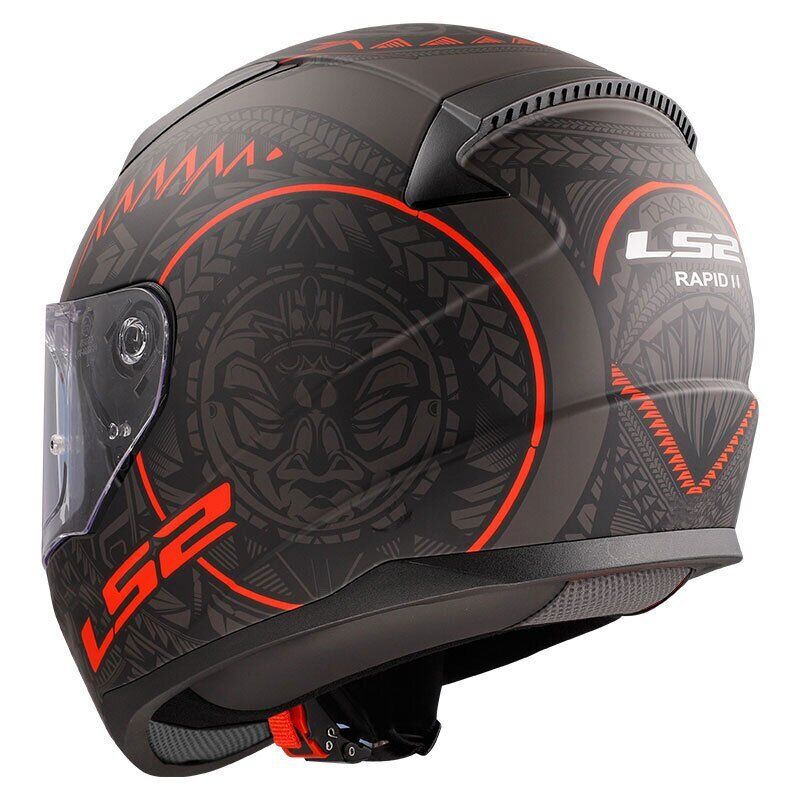 KAPALI KASK LS2 RAPID 2 TAKAROA MAT SİYAH KIRMIZI ORJİNAL XL