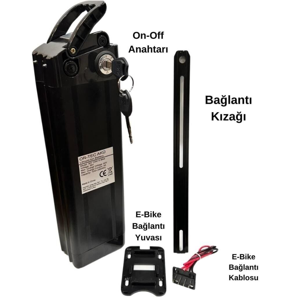 AKÜ 36V 10AH ELEKTRİKLİ BİSİKLET ORTEC LİTYUM  KATLAMALI BİSİKLET UYUMLU