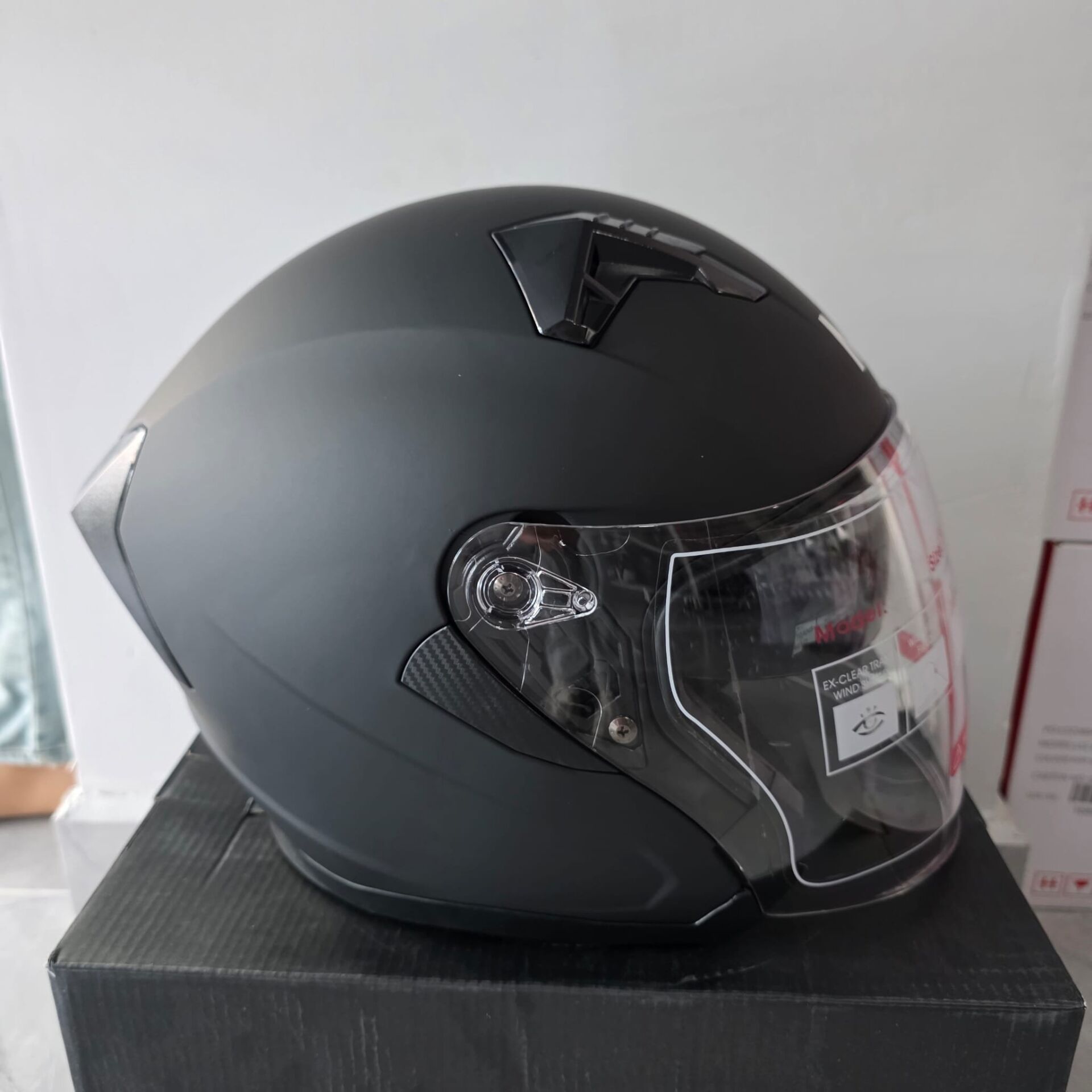 ÇENESİZ KASK JK528-1 MGE VİZÖRLÜ MAT SİYAH XL