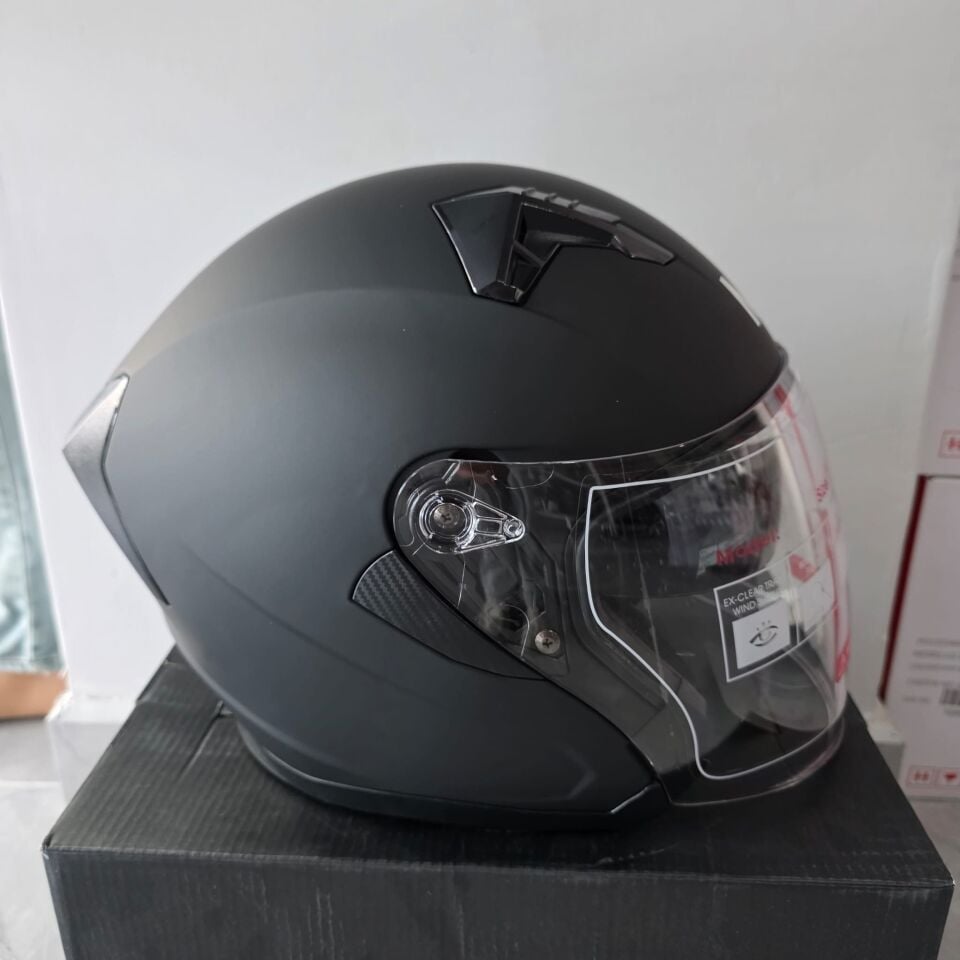 ÇENESİZ KASK JK528-1 MGE VİZÖRLÜ MAT SİYAH L