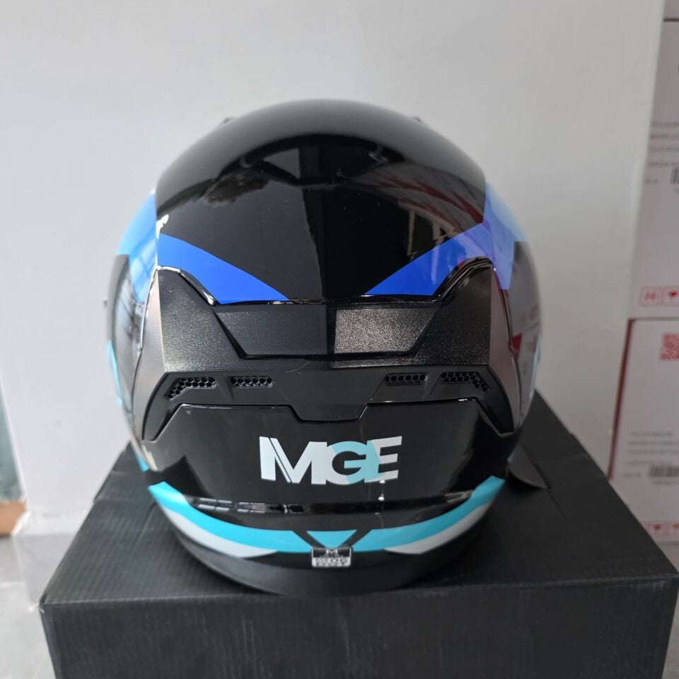 ÇENESİZ KASK JK528-1 MGE VİZÖRLÜ PARLAK SİYAH MAVİ M
