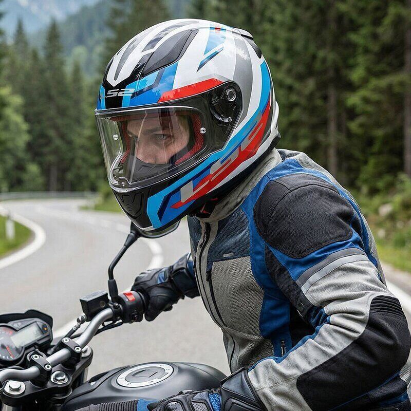 KAPALI KASK LS2 RAPID 2 HYPER BEYAZ MAVİ KIRMIZI ORJİNAL L