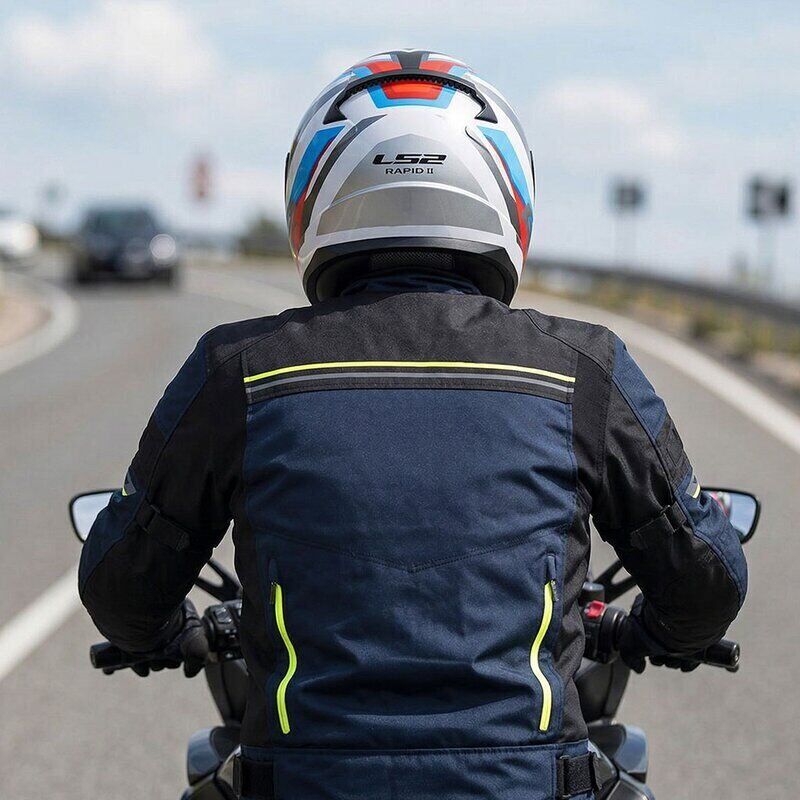 KAPALI KASK LS2 RAPID 2 HYPER BEYAZ MAVİ KIRMIZI ORJİNAL XL